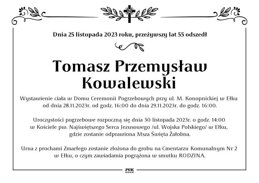 Tomasz Przemysław Kowalewski  - nekrolog